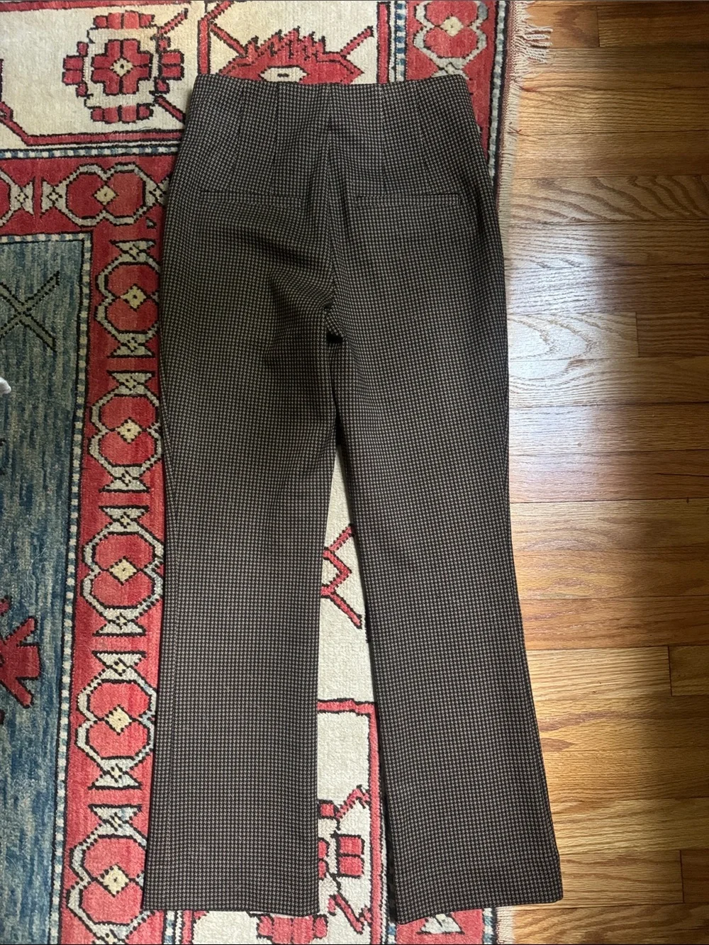 Veronica Beard Stretch Brown Houndstooth Straight-Leg Dress Pants 2